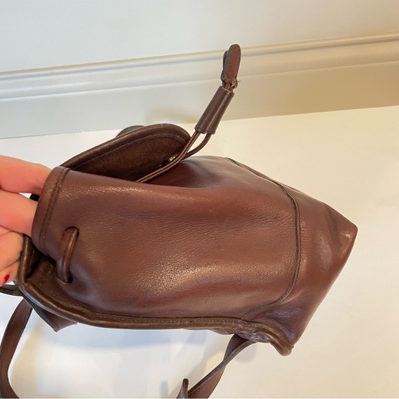 Vintage Chocolate Brown Leather Back Pack Book Bag Coach 9960 Purse Turnlock - Picture 12 of 16